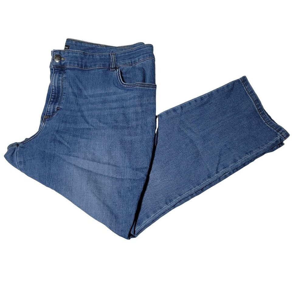 Lee Relaxed Fit Straight Leg Mid Rise Jeans Womens Size 42 Medium Wash Denim